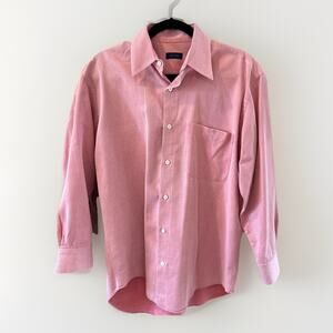 Jeff Rose Men's M Button Down Shirt Made In Italy 100% Cotton Long Sleeve Pink